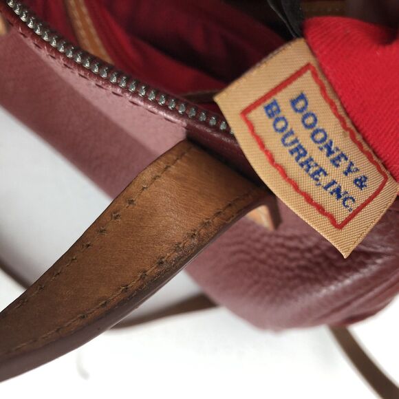 Vintage Dooney & Bourke Genuine Pebbled Leather Red Adj tote Crossbody Bag - Picture 10 of 15